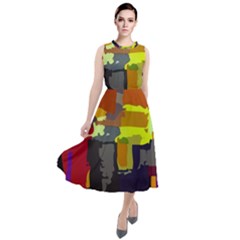 Abstract Vibrant Colour Round Neck Boho Dress by Ket1n9