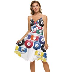 Racked Billiard Pool Balls Sleeveless Tie Front Chiffon Dress by Ket1n9