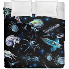 Colorful Abstract Pattern Consisting Glowing Lights Luminescent Images Marine Plankton Dark Backgrou Duvet Cover Double Side (king Size) by Ket1n9