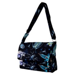 Colorful Abstract Pattern Consisting Glowing Lights Luminescent Images Marine Plankton Dark Backgrou Full Print Messenger Bag (m) by Ket1n9