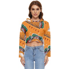 Seamless Pattern With Taco Women s Lightweight Cropped Hoodie by Ket1n9