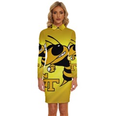 Georgia Institute Of Technology Ga Tech Long Sleeve Shirt Collar Bodycon Dress by Ket1n9