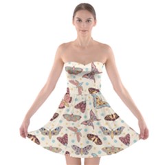 Pattern With Butterflies Moths Strapless Bra Top Dress by Ket1n9