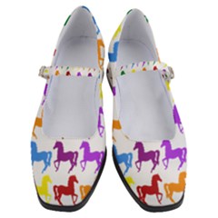 Colorful Horse Background Wallpaper Women s Mary Jane Shoes by Hannah976