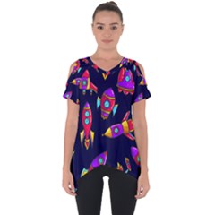 Space Patterns Cut Out Side Drop T-shirt by Hannah976