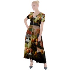 Abundance Of Fruit Severin Roesen Button Up Short Sleeve Maxi Dress by Hannah976