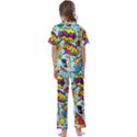 Comic Elements Colorful Seamless Pattern Kids  Satin Short Sleeve Pajamas Set View2