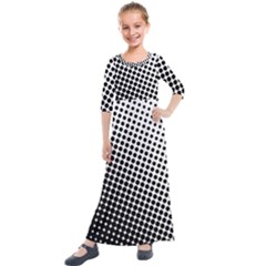 Background-wallpaper-texture-lines Dot Dots Black White Kids  Quarter Sleeve Maxi Dress by Hannah976