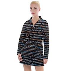 Close Up Code Coding Computer Women s Long Sleeve Casual Dress by Hannah976