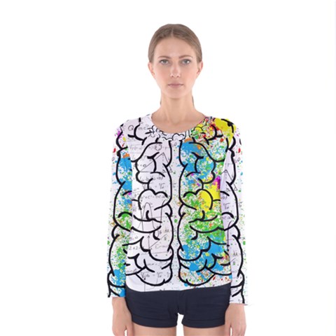 Brain Mind Psychology Idea Drawing Women s Long Sleeve T-shirt by Ndabl3x