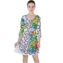 Brain Mind Psychology Idea Drawing Quarter Sleeve Ruffle Waist Dress View1