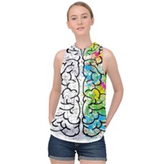 Brain Mind Psychology Idea Drawing High Neck Satin Top by Ndabl3x