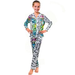 Brain Mind Psychology Idea Drawing Kids  Satin Long Sleeve Pajamas Set by Ndabl3x