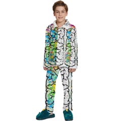 Brain Mind Psychology Idea Drawing Kids  Long Sleeve Velvet Pajamas Set by Ndabl3x