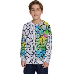 Brain Mind Psychology Idea Drawing Kids  Crewneck Sweatshirt by Ndabl3x