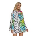 Brain Mind Psychology Idea Drawing Round Neck Long Sleeve Bohemian Style Chiffon Mini Dress View3