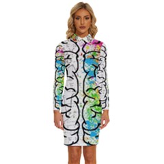 Brain Mind Psychology Idea Drawing Long Sleeve Shirt Collar Bodycon Dress by Ndabl3x