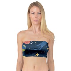 Seamless Pattern With Funny Alien Cat Galaxy Bandeau Top by Ndabl3x