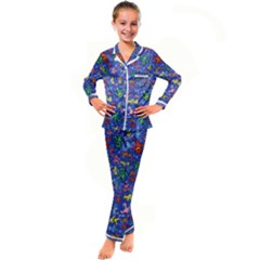 Grateful Dead Bears Pattern Kids  Satin Long Sleeve Pajamas Set by Cendanart