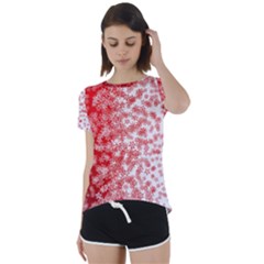 Christmas New Year Snowflake Deer Short Sleeve Open Back T-shirt by Ndabl3x