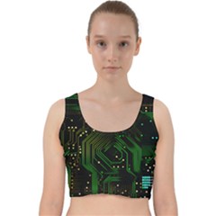 Circuits Circuit Board Green Technology Velvet Racer Back Crop Top by Ndabl3x