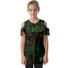 Circuits Circuit Board Green Technology Fold Over Open Sleeve Top by Ndabl3x