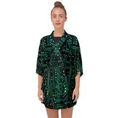 Circuits Circuit Board Green Half Sleeve Chiffon Kimono by Ndabl3x