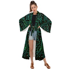 Circuits Circuit Board Green Maxi Kimono by Ndabl3x