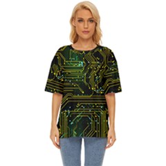 Circuits Circuit Board Yelow Oversized Basic T-shirt by Ndabl3x