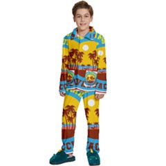 Vaccination Summer Kids  Long Sleeve Velvet Pajamas Set by Cendanart