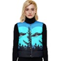 Ufo Alien Night Sky Night Women s Button Up Puffer Vest View1