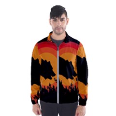 Forest Bear Silhouette Sunset Men s Windbreaker by Cendanart