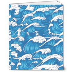 Storm Waves Seamless Pattern Raging Ocean Water Sea Wave Vintage Japanese Storms Print Illustration 8  X 10  Softcover Notebook by Ket1n9