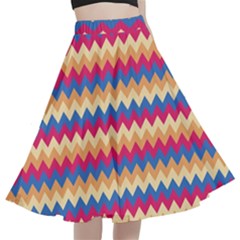 Zigzag Pattern Seamless Zig Zag Background Color A-line Full Circle Midi Skirt With Pocket by Ket1n9