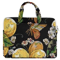 Embroidery Blossoming Lemons Butterfly Seamless Pattern Macbook Pro 13  Double Pocket Laptop Bag by Ket1n9