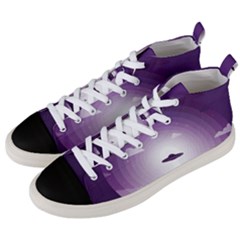 Ufo Illustration Style Minimalism Silhouette Men s Mid-top Canvas Sneakers by Cendanart