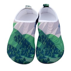 Green And White Polygonal Mountain Kids  Sock-style Water Shoes by Cendanart