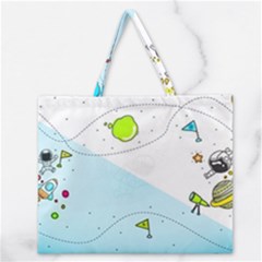 Astronaut Spaceship Zipper Large Tote Bag by Bedest