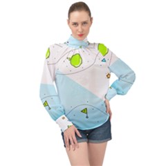 Astronaut Spaceship High Neck Long Sleeve Chiffon Top by Bedest