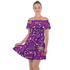 Background Doodles Math Off Shoulder Velour Dress by Bedest