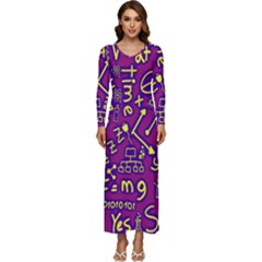 Background Doodles Math Long Sleeve Longline Maxi Dress by Bedest