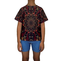 Kaleidoscope Multicoloured Kids  Short Sleeve Swimwear by Grandong