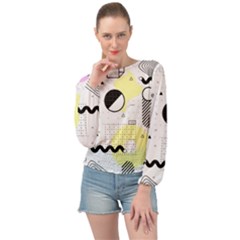 Graphic Design Geometric Background Banded Bottom Chiffon Top by Bedest