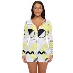 Graphic Design Geometric Background Long Sleeve Boyleg Swimsuit by Bedest