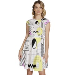 Graphic Design Geometric Background Cap Sleeve High Waist Dress by Bedest