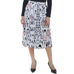 Big Collection With Hand Drawn Objects Valentines Day Classic Velour Midi Skirt  by Bedest