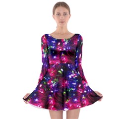 Deep Pink & Indigo Shine Christmas Lights Double Sided Long Sleeve Skater Dress by CoolDesigns