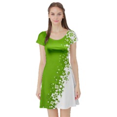 Shamrock Side Drip Light Green Short Sleeve Skater Dress by CoolDesigns