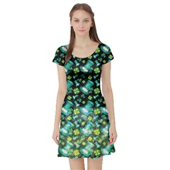 Shamrock Hats Mist Shamrock Style Short Sleeve Skater Dress by CoolDesigns