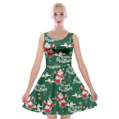 Merry Xmas Green Velvet Skater Dress by CoolDesigns